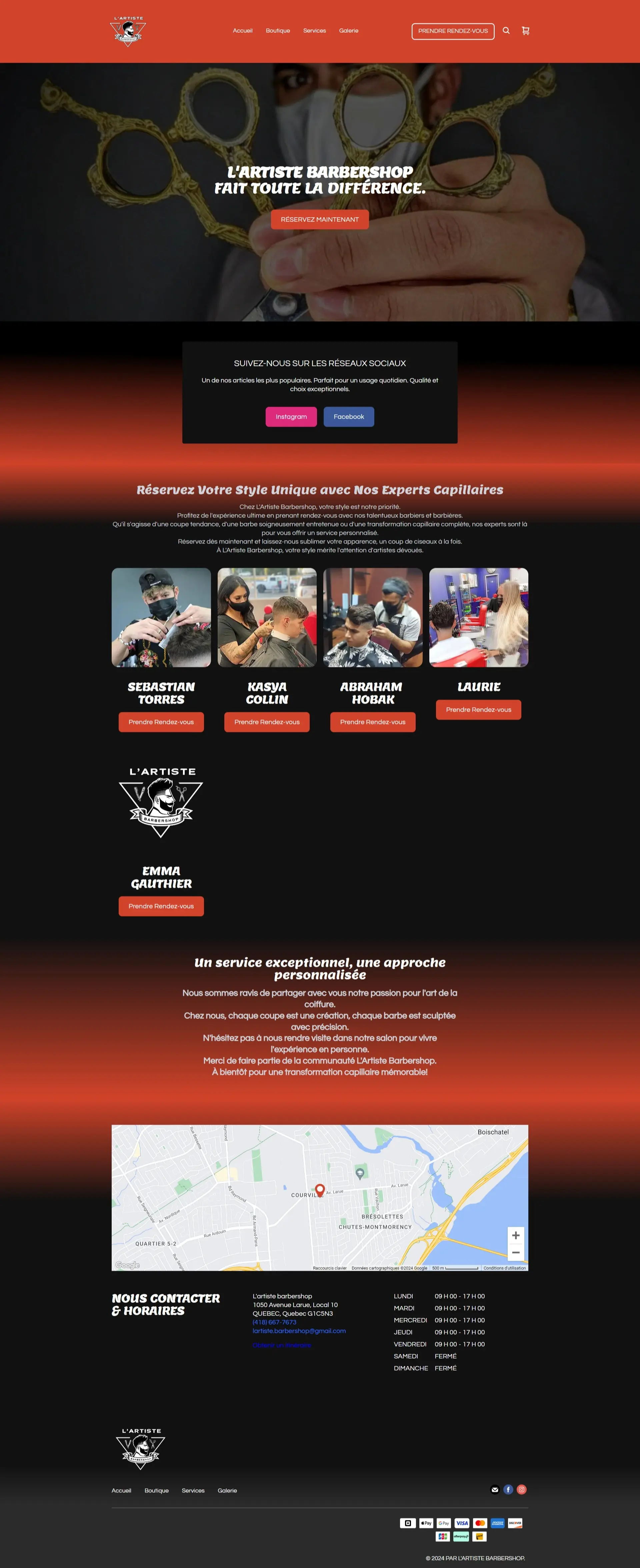 L'Artiste Barbershop Site